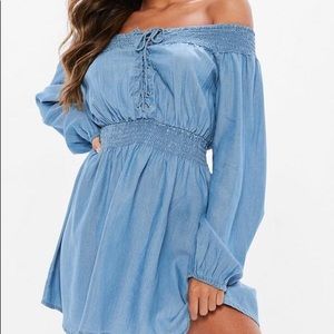 Blue off the shoulder dress